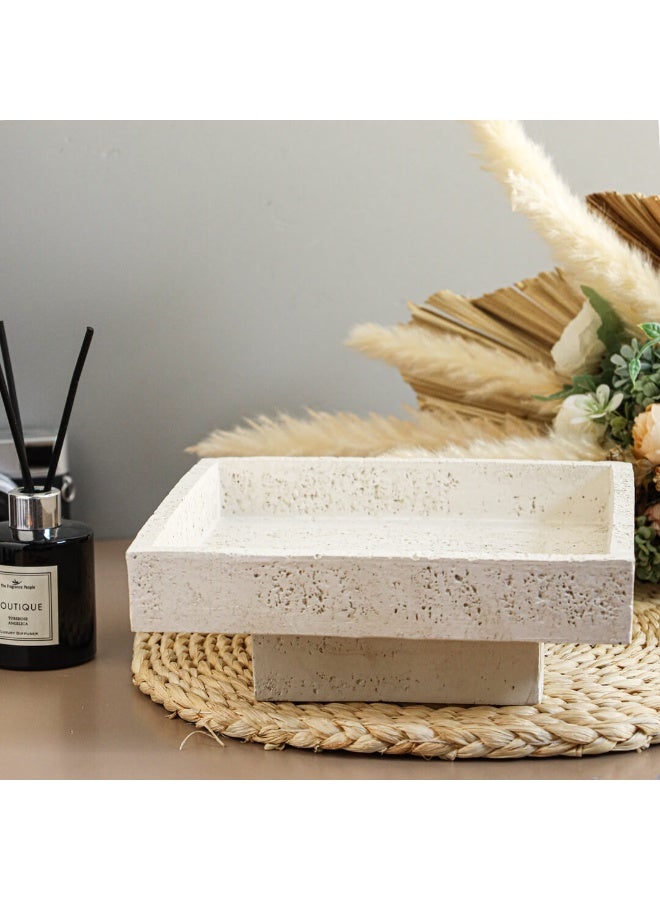 Si Bonne Natural Travertine Stone Elevated Bathtub Tray and Bathroom Display Stand, Luxury Spa Organizer for Candles, Skincare, Perfumes, Towels and Decorative Accessories - Image 2